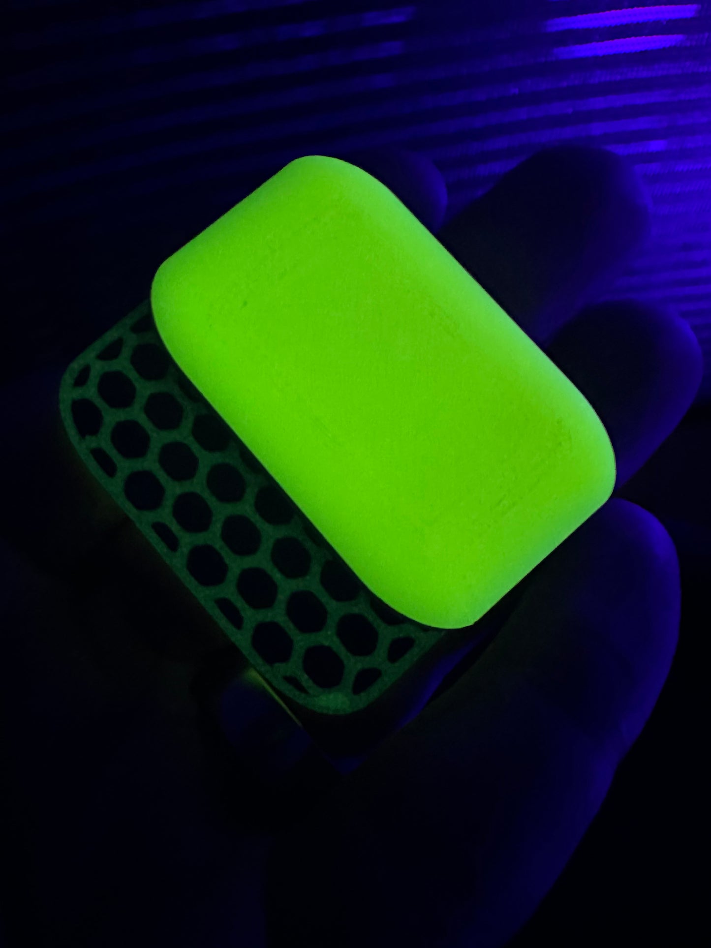 The Rock w/ Stainless Steel composite plates Fidget Slider 3 click (green glow in the dark / SS composite) / Silent / EDC / slider/ fidget